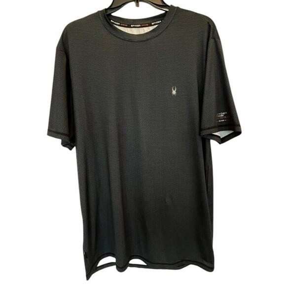 Spyder Rash Guard Shirt Men Sz Med Black Surf Sand Sun Long Sleeve UPF 30 S/S - Picture 1 of 7